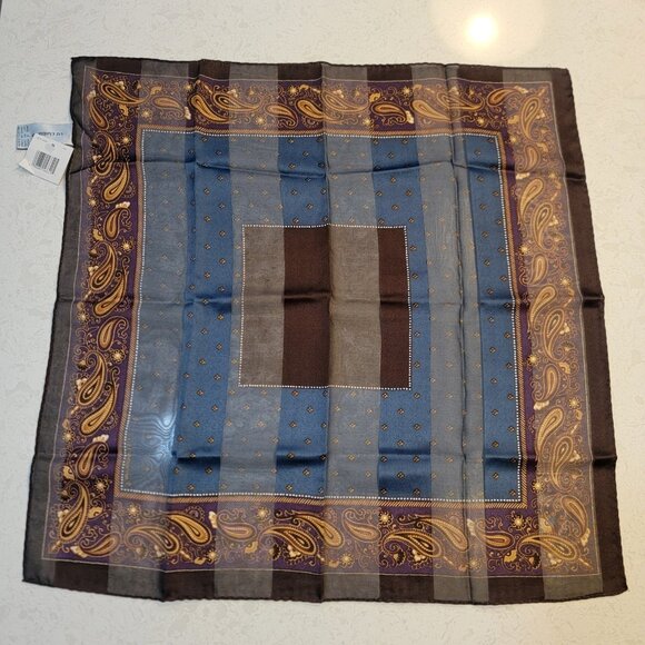 NWT Vintage Liz Claiborne Scarf Paisley Square‎ Korea Polyester New With Tags - Picture 1 of 5